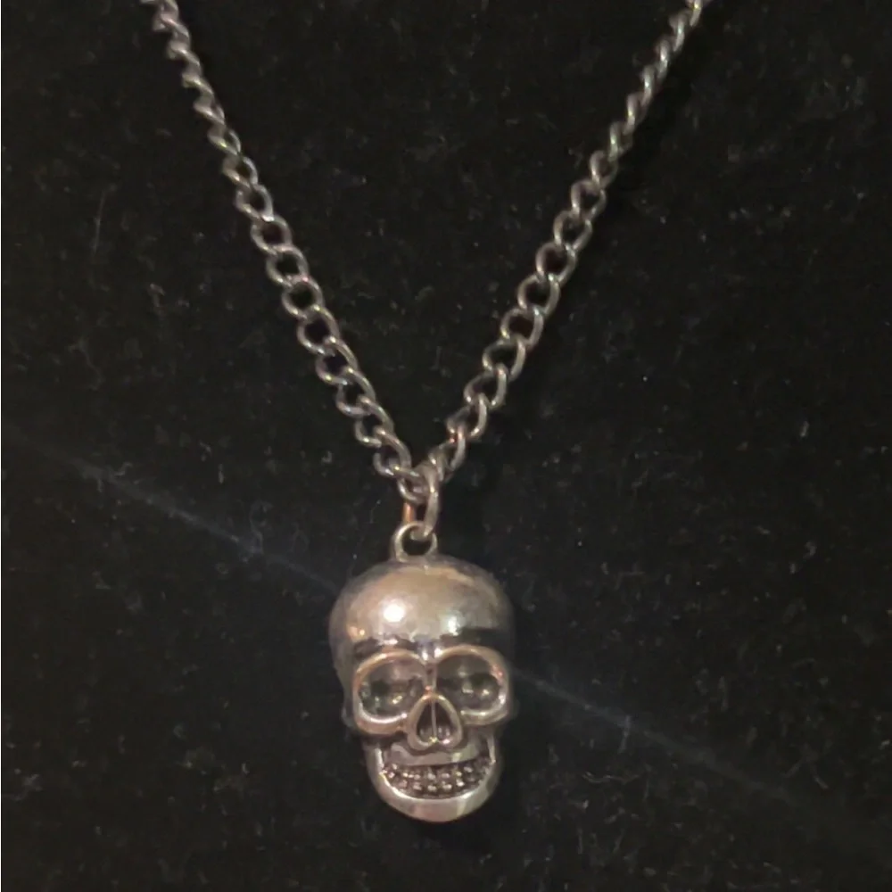 Silver Skull Pendant Necklace